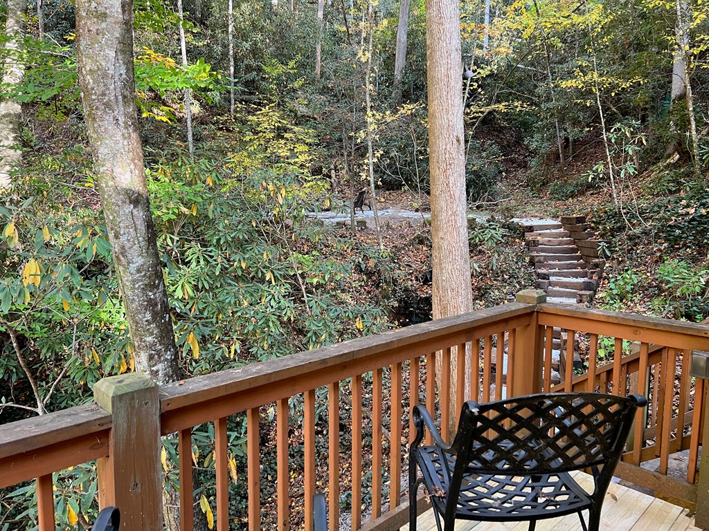 Up those stairs is the 'Tree house' fire pit